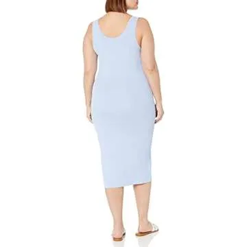 Stylish Yasmin Rib Midi Sweater Tank Dress Sky Blue