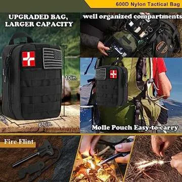 Abpir318 PCS Emergency Survival Kit, Survival Gear and Equipment First Aid Kit Med Supplies for Vehicles Travel Car Camping Hiking Disaster Preparedness, Gifts for Christmas Birthday Him Men
