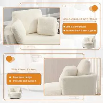 JEEOHEY 360° Swivel Teddy Barrel Chair Comfortable Accent