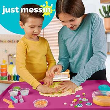 Just Messin' Silicone Art Mat: Non-Slip, Mess-Free Creative Play Area 16”x26” with Raised Edges ...