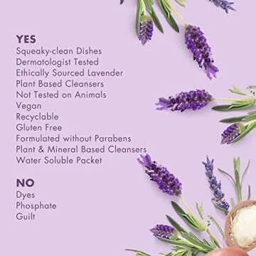 Love Home and Planet Dishwasher Detergent Packets Lavender & Argan Oil, 38 Count, Pack of 2