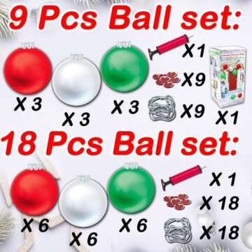 YHFUISK 18 PCS Outdoor Christmas Decorations,11 Inch Large Inflatable Christmas Balls,Christmas Orna...