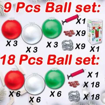 YHFUISK 18 PCS Outdoor Christmas Decorations,11 Inch Large Inflatable Christmas Balls,Christmas Orna...