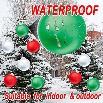 YHFUISK 18 PCS Outdoor Christmas Decorations,11 Inch Large Inflatable Christmas Balls,Christmas Ornaments Decor for Front Door Yard for New Year Festive