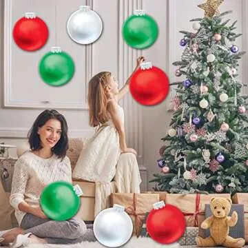 YHFUISK 18 PCS Outdoor Christmas Decorations,11 Inch Large Inflatable Christmas Balls,Christmas Ornaments Decor for Front Door Yard for New Year Festive