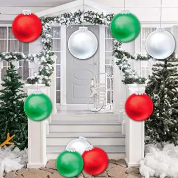 YHFUISK 18 PCS Outdoor Christmas Decorations,11 Inch Large Inflatable Christmas Balls,Christmas Ornaments Decor for Front Door Yard for New Year Festive
