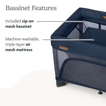 UPPAbaby Remi Playard | Deluxe 3-in-1 Portable Playard, Bedside Bassinet + Travel Crib| Mesh Bassinet, Mattress, Organic Cotton Mattress Cover + Storage Bag Included | Jake (Charcoal)