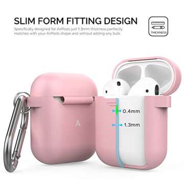 AhaStyle Upgrade Silicone Case Protective Cover [Front LED Visible] Compatible with Apple AirPods 2 & 1 (Pink)