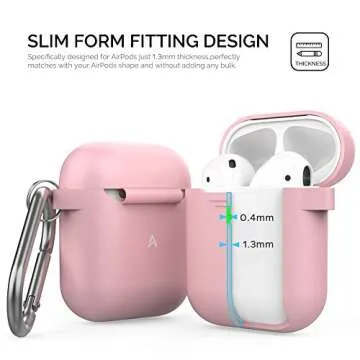 AhaStyle Upgrade Silicone Case Protective Cover [Front LED Visible] Compatible with Apple AirPods 2 & 1 (Pink)