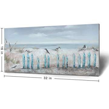 Ocean Beach Wall Art 3D Hand-Painted Seascape Artwork