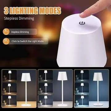 IMQSQIK Cordless Table Lamps USB Rechargeable Simplicity Desk Lamp Built-in 4600 mAh Battery LED Bat...