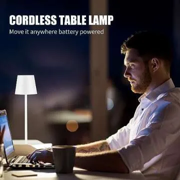 IMQSQIK Cordless Table Lamps USB Rechargeable Simplicity Desk Lamp Built-in 4600 mAh Battery LED Battery Operated lamp with Touch Control Table lamp - Bedroom/Desk/Reading/Patio(White)