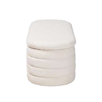 Baxton Studio Betiana Modern Japandi Cream Boucle Fabric and Walnut Brown Finished Wood Storage Bench