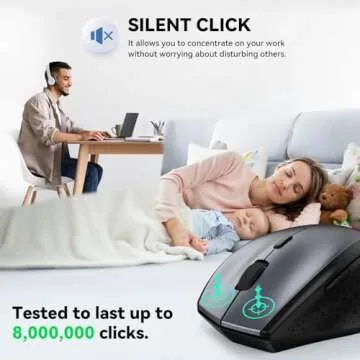 TECKNET Wireless Mouse, 2.4G USB Computer Mouse with 6-Level Adjustable 4800 DPI, 30 Months Battery, Ergonomic Grips, 6 Buttons Portable for PC, Chromebook, Mac - Grey