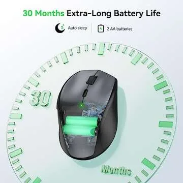 TECKNET Wireless Mouse, 2.4G USB Computer Mouse with 6-Level Adjustable 4800 DPI, 30 Months Battery, Ergonomic Grips, 6 Buttons Portable for PC, Chromebook, Mac - Grey