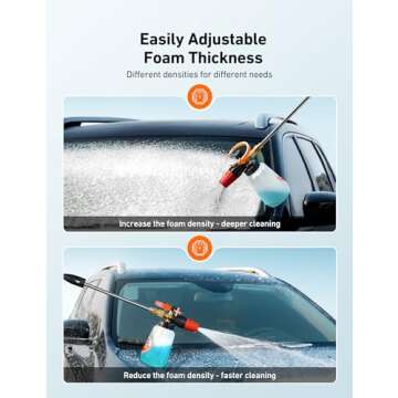 AstroAI Foam Cannon, Heavy Duty Car Foam Blaster Wide Neck Adjustable Snow Foam Lance and Thick Foam for Pressure Washer with 1/4" Quick Connector,1L Bottle