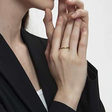 Gold Silver Tungsten Thumb Rings for Women and Men ，2mm/3mm/4mm/6mm/8mm Yellow Gold Sample Couple Wedding Rings set for Him and Her (Tungsten-Gold-2mm, 4)