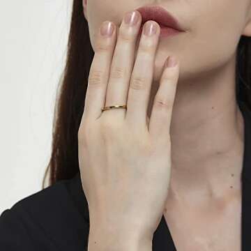 Gold Silver Tungsten Thumb Rings for Women and Men ，2mm/3mm/4mm/6mm/8mm Yellow Gold Sample Couple Wedding Rings set for Him and Her (Tungsten-Gold-2mm, 4)