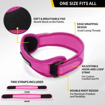 CAMBIVO 2 Pack Knee Braces for Knee Pain, Patella Knee Support Strap, for Tendonitis, Basketball, Ru...