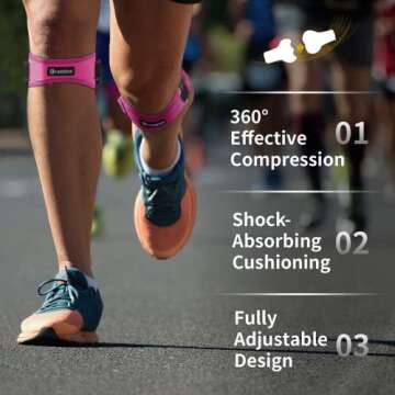 CAMBIVO 2 Pack Knee Braces for Knee Pain, Patella Knee Support Strap, for Tendonitis, Basketball, Running, Hiking, Volleyball, Tennis, Squats (Pink)