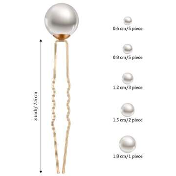 32 Pieces Wedding Pearl Hair Pins Bridal Pearl Rhinestone Hair Pins Hair Accessories U Shape Barrett...