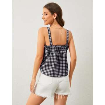 MISSACTIVER Plaid Tie Front Crop Tank Tops for Women – Stylish Sleeveless Gingham Camisole