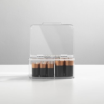 Stackable Battery Storage Organizer Box for AA AAA C D 9V