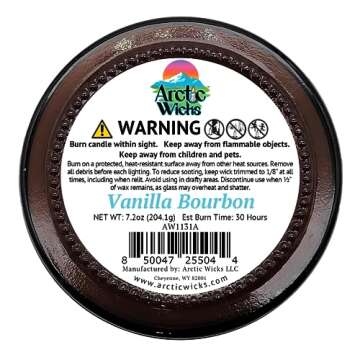 Vanilla Bourbon Candles | Arctic Wicks 9oz Coconut & Beeswax Candles | Scented Non-Toxic Candles for Fall, Winter, Holidays, Gifts For Him, Whiskey Bourbon, Vanilla Candle | USDA Certified Biobased