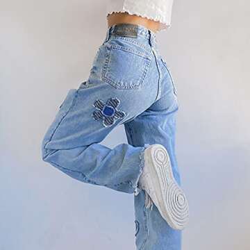 Women's Y2K Fashion Wide Leg Denim Pants - Trendy Jeans