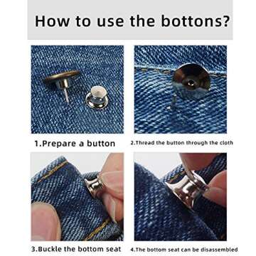 willikiva Instant Buttons Adjustable Button Jeans 8Pcs No Sew Button Metal Adds Or Reduces an Inch to Any Pants Waist in Seconds(Z071)