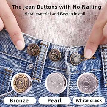 willikiva Instant Buttons Adjustable Button Jeans 8Pcs No Sew Button Metal Adds Or Reduces an Inch to Any Pants Waist in Seconds(Z071)