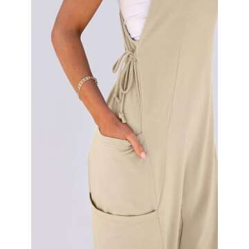 ANRABESS Women Overalls Jumpsuits Loose Casual Dressy Sleeveless Baggy Harem Pants Romper Jumpers 2025 Trendy Summer Outfits Apricot Medium