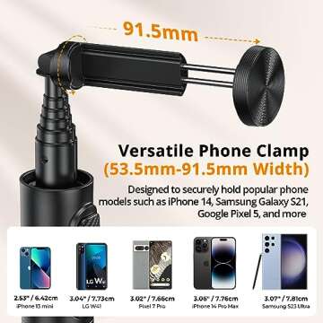 ATUMTEK 55" Selfie Stick Tripod, All-in-one Extendable Aluminum Phone Tripod with Rechargeable Bluetooth Remote, Travel Tripod 360° Rotatable for iPhone 15 Pro Max/15/14/13 Samsung Smartphones, Black