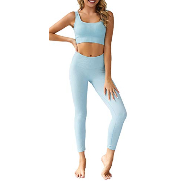 OLCHEE Women's Seamless High Waist Leggings & Sports Bra Set