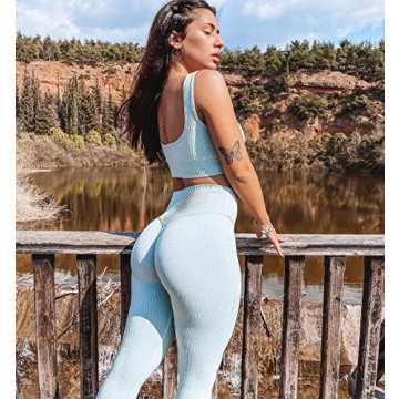 OLCHEE Women's Seamless High Waist Leggings & Sports Bra Set