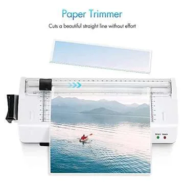 Laminator 7 in 1 Thermal Laminator 9-Inch Laminator Machine Laminating Machine with Laminating Pouches 20 Personal Laminator Desktop Lamination Corner Rounder for Office School Business (White)