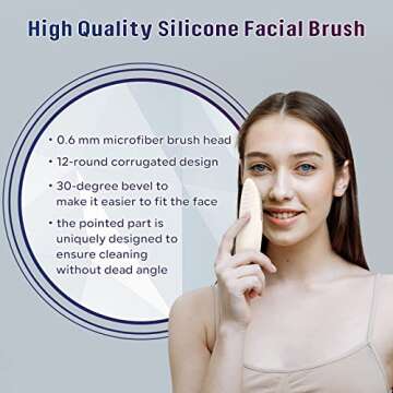 L&L SKIN EMI Facial Cleansing Brush, Face Brush for Deep Cleansing, Ultra Hygienic Soft Silicone Face Scrubber, Rechargeable & Waterproof