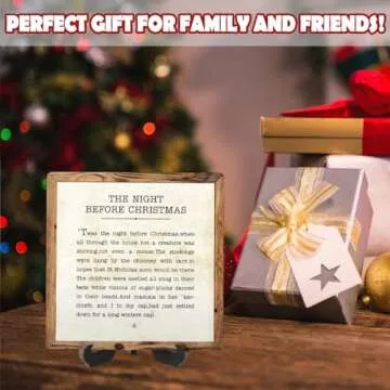 Christmas Desk Decor Sign, Christmas Decorations Indoor, The Night Before Christmas Sign For Home Room Table Shelf, Winter Christmas Gifts For Family Friend Coworker, Wooden Sign With Stand, SD15