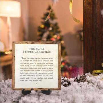 Christmas Desk Decor Sign, Christmas Decorations Indoor, The Night Before Christmas Sign For Home Room Table Shelf, Winter Christmas Gifts For Family Friend Coworker, Wooden Sign With Stand, SD15