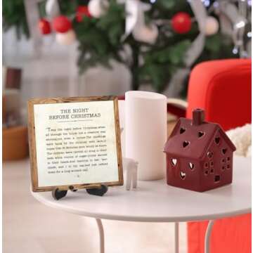 Christmas Desk Decor Sign, Christmas Decorations Indoor, The Night Before Christmas Sign For Home Room Table Shelf, Winter Christmas Gifts For Family Friend Coworker, Wooden Sign With Stand, SD15