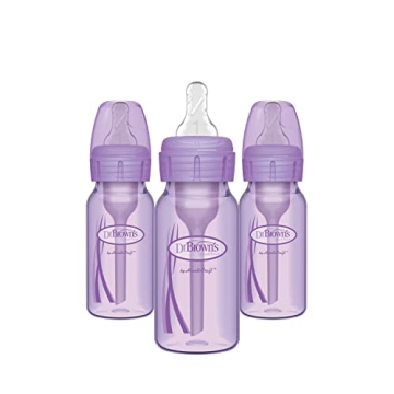 Dr. Brown’s Natural Flow® Anti-Colic Options+™ Narrow Baby Bottles 4 oz/120 mL, with Level 1 Sl...