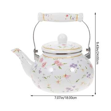Floral Enamel Teakettle for Home Kitchen - 2.5L