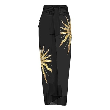 Chic Women's One Piece Swimwear with Wrap Skirt Cover