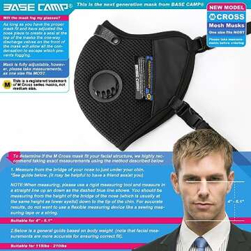 BASE CAMP M Cross Dust Mask for Comfortable Dust Protection