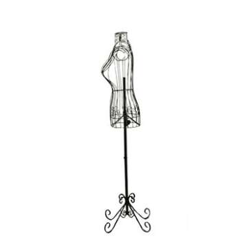 Adjustable- Mannequin Dress Form Female Black Steel Wire 32"22"32" on Decorative Stand (0004 Black)