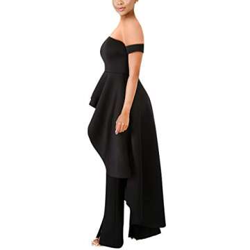 High Low Dress for Women - Ruffle Off Shoulder Sleeveless Bodycon Peplum Shirt Top Black
