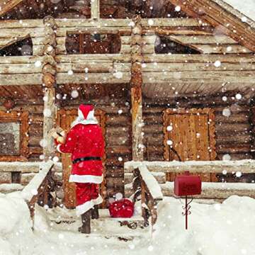 Christmas Mailbox Letters To Santa Claus Metal Holiday Decor, Christmas Cards To The North Pole- Large 48" Red Enchanted Winter Decorative Vintage Magical Northpole Outdoor Mail Box Letter Holder