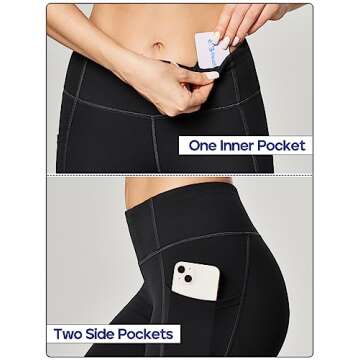 Heathyoga Women's Yoga Pants Leggings with Pockets for Women High Waist Yoga Pants with Pockets Workout Leggings Tights Black