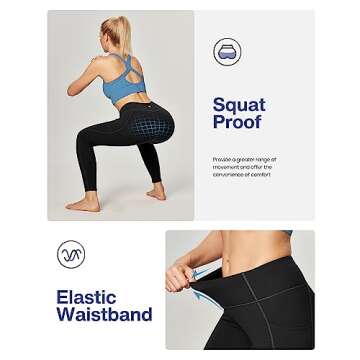 Heathyoga Women's Yoga Pants Leggings with Pockets for Women High Waist Yoga Pants with Pockets Workout Leggings Tights Black