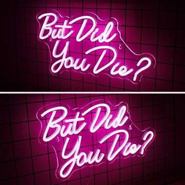 Horseneon But Did You Die Neon Led Sign, Pink Neon Signs for Wall Decor, Letter Neon Lights with USB Powered for Room Decor, Bedroom, Office, Gym, Livingroom